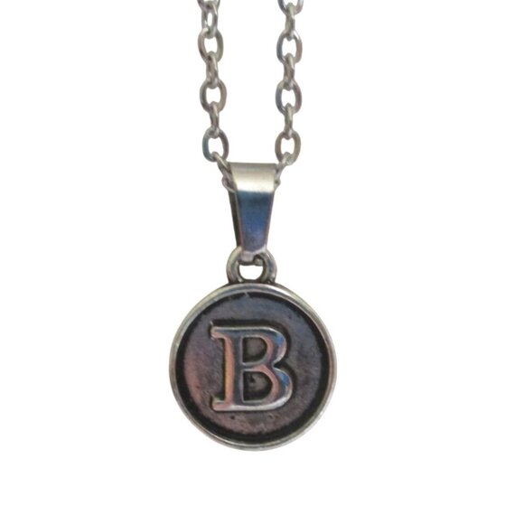 New Letter B Pendant Necklace On 18 Inch Stainless Chain Initial B Jewelry Gift - Picture 1 of 4